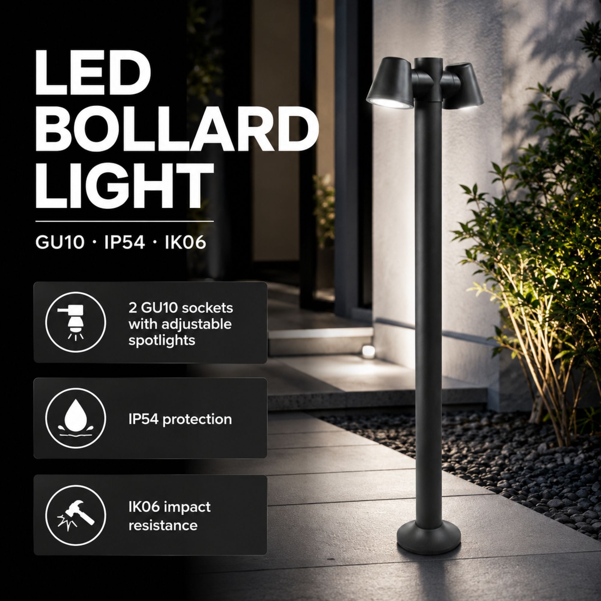 Bolardo de jardin "ASTUM II" orientable - 2xGU10 - 80 cm - IP54 (5)