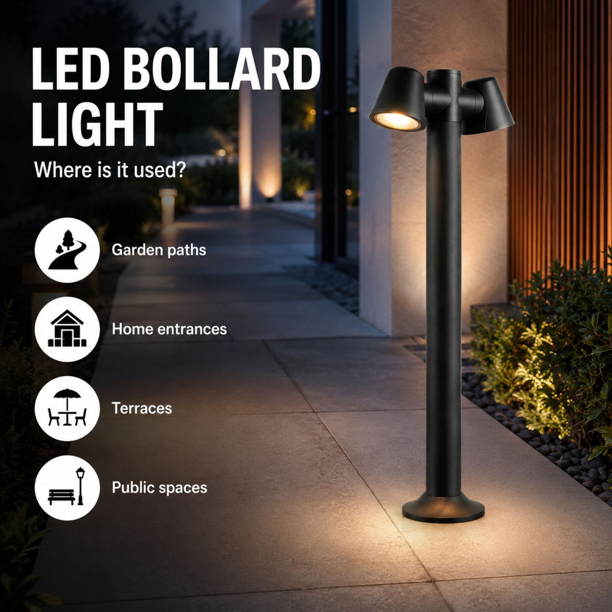 Bolardo de jardin "ASTUM II" orientable - 2xGU10 - 80 cm - IP54 (8)