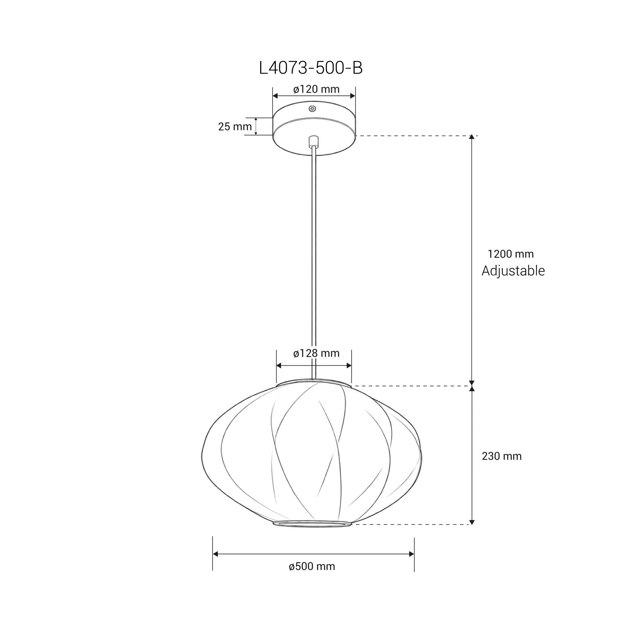 Lámpara colgante de diseño "MERIDIA 500" - Pantalla de seda - E27 - 50 cm (7)