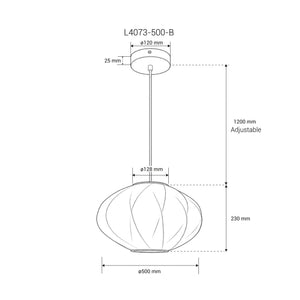 Lámpara colgante de diseño "MERIDIA 500" - Pantalla de seda - E27 - 50 cm (7)