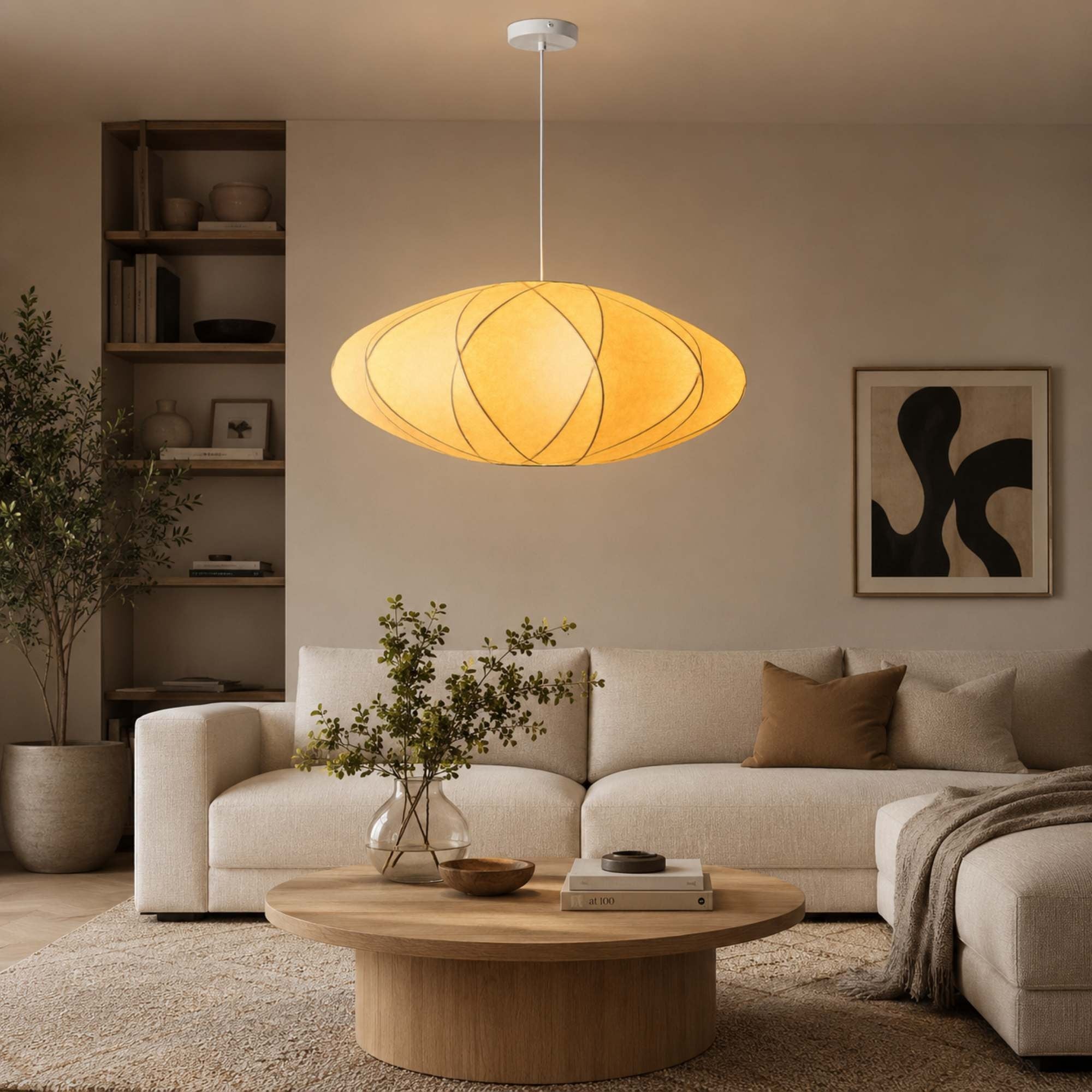 Lámpara colgante de diseño "MERIDIA 600" - Pantalla de seda - E27 - 60 cm (1)
