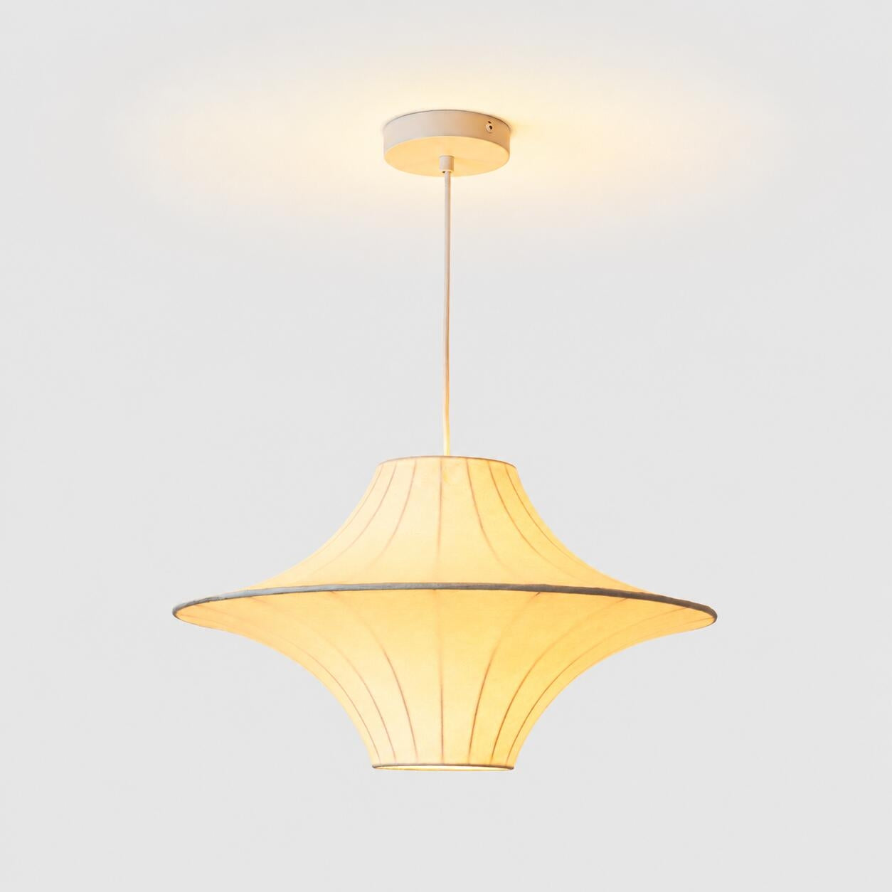 Lámpara colgante de diseño "SATURNO 500" - Pantalla de seda - 3 x E27 - 50 cm (6)