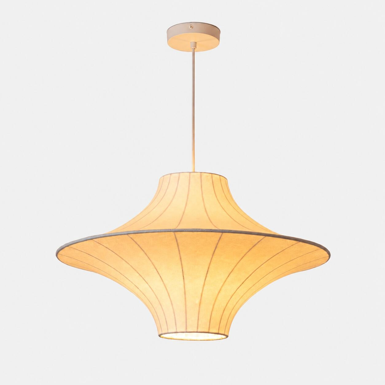 Lámpara colgante de diseño "SATURNO 600" - Pantalla de seda - 3 x E27 - 60 cm (7)