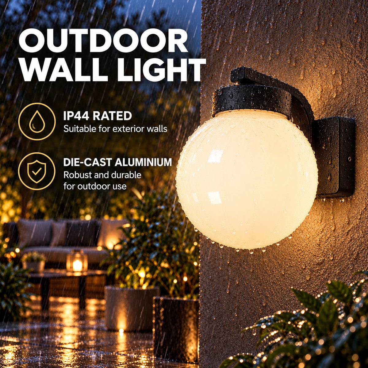 Aplique tipo farol exterior de pared "LILIAN" - E27 - IP44 (1)