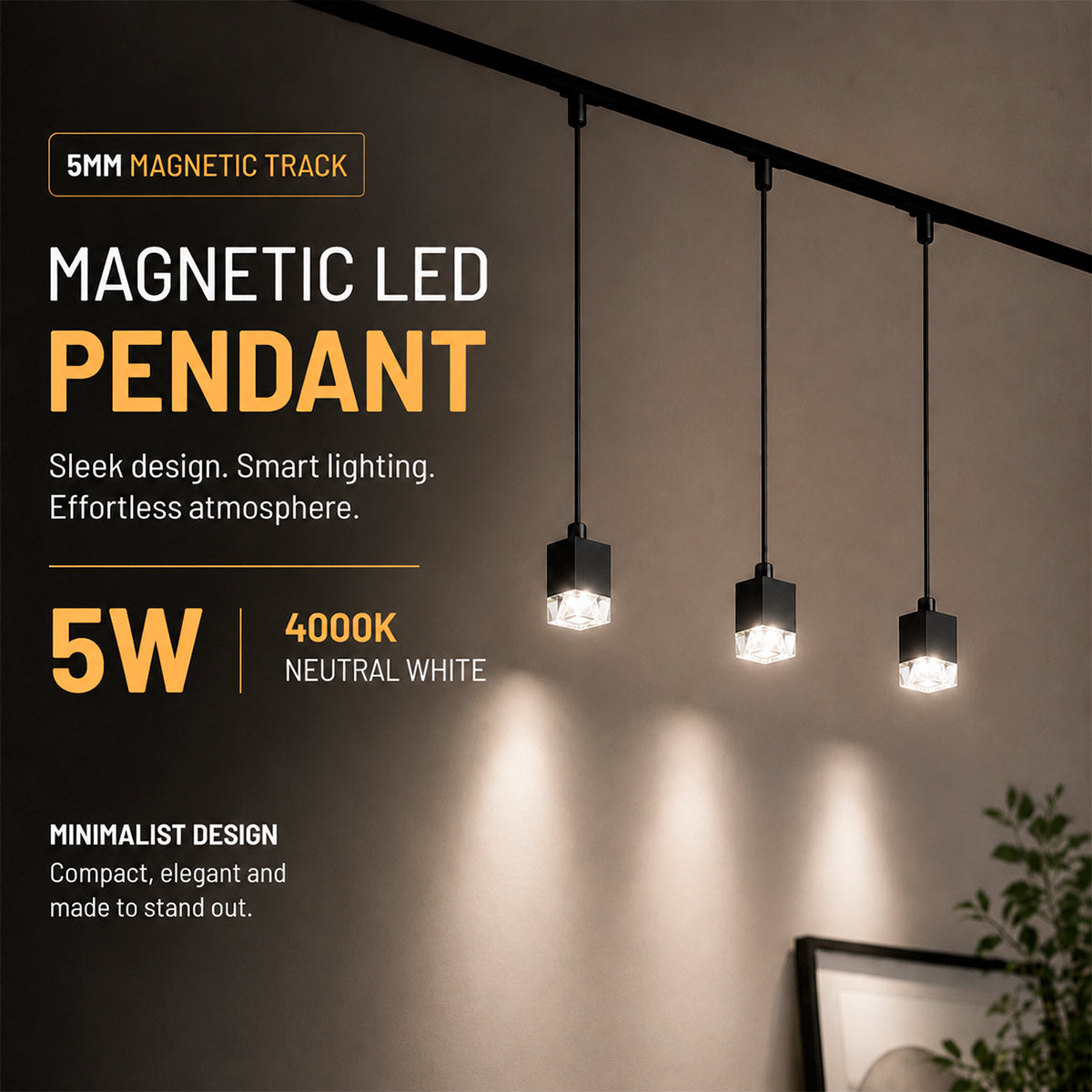 Foco LED colgante para carril magnético - 5W - 24º - 5mm (9)