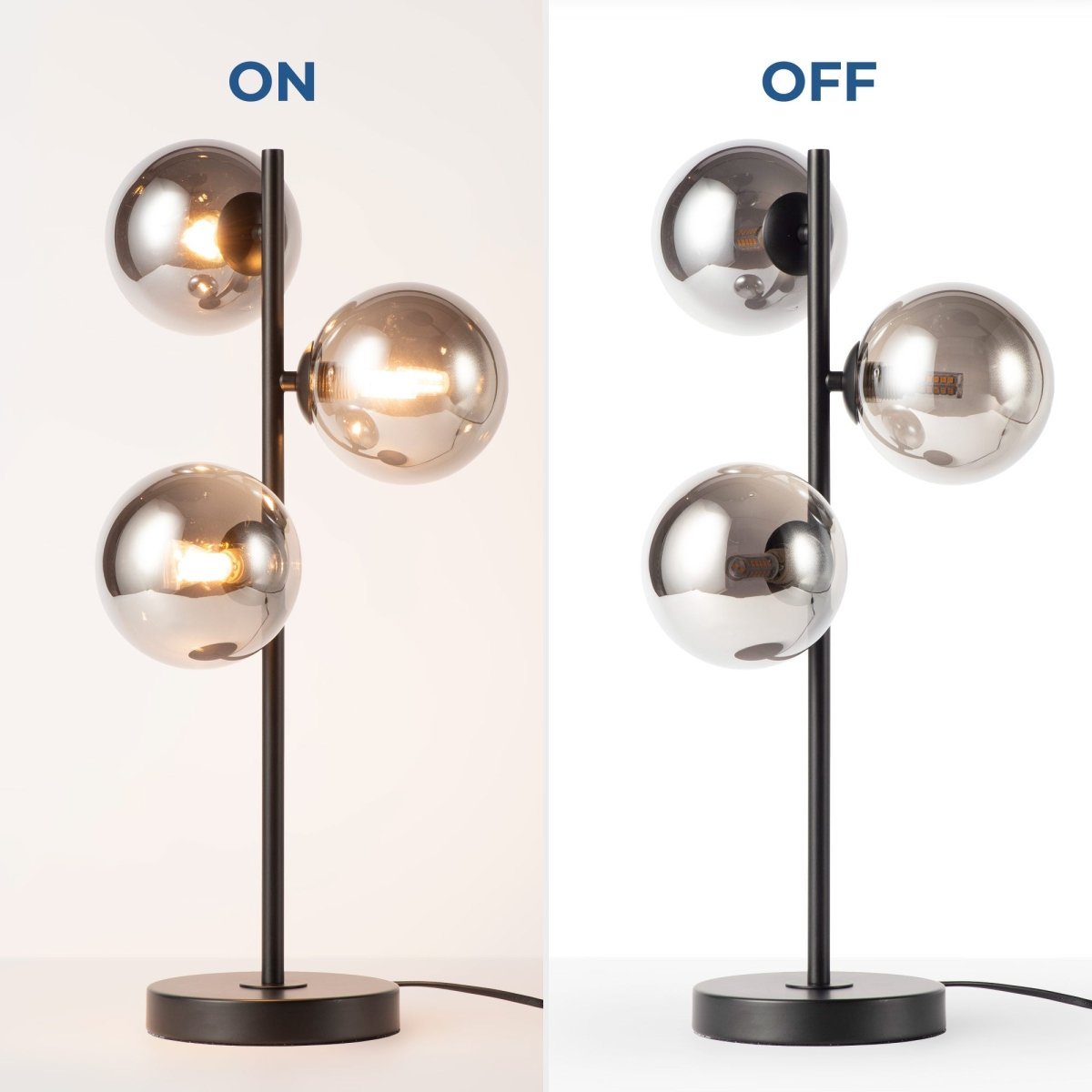 Lámpara de mesa con esferas de cristal "COMI" - 3 x G9 - Barcelona Led-Decoración