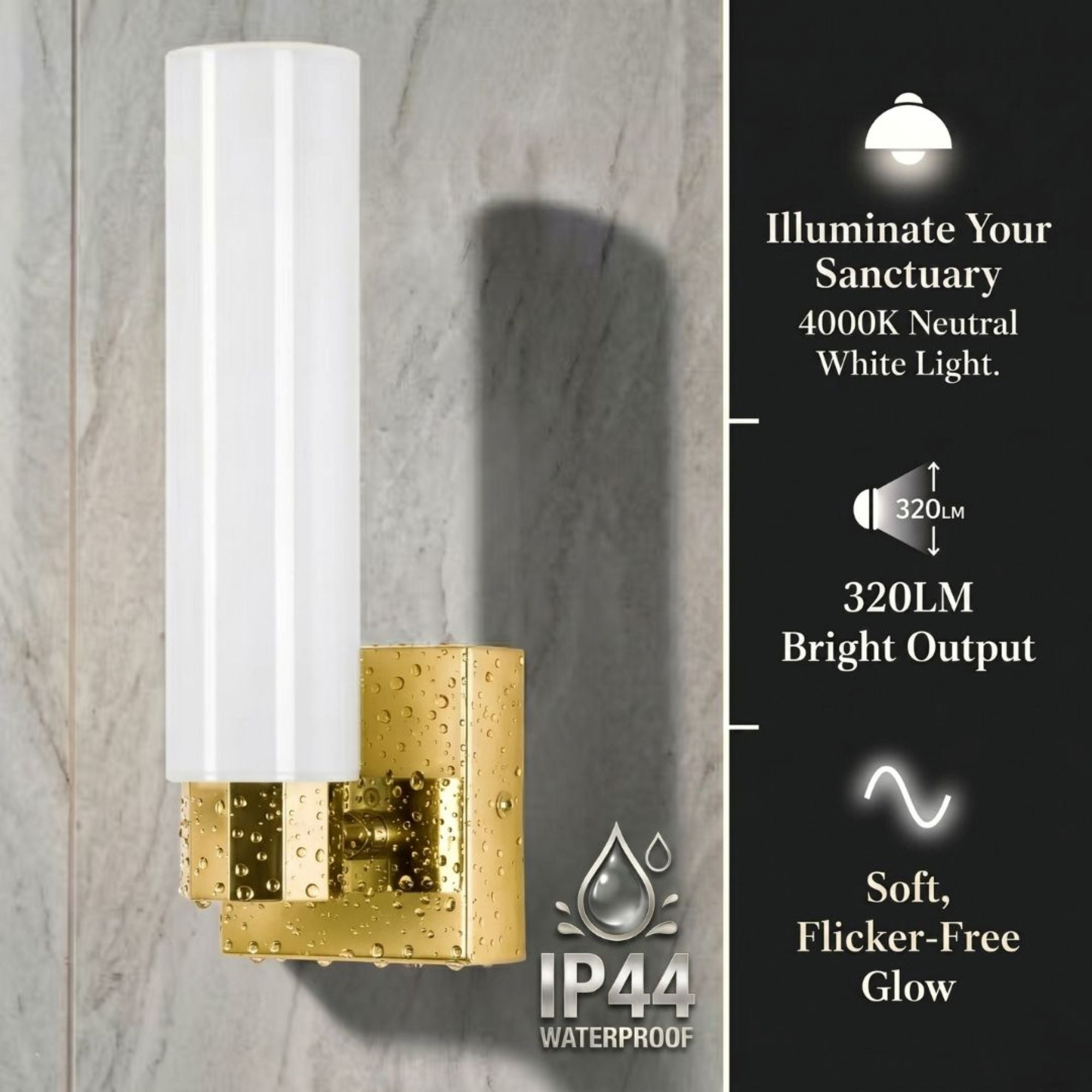 Aplique LED tubular para baño - 4W - 320lm - IP44 (20)