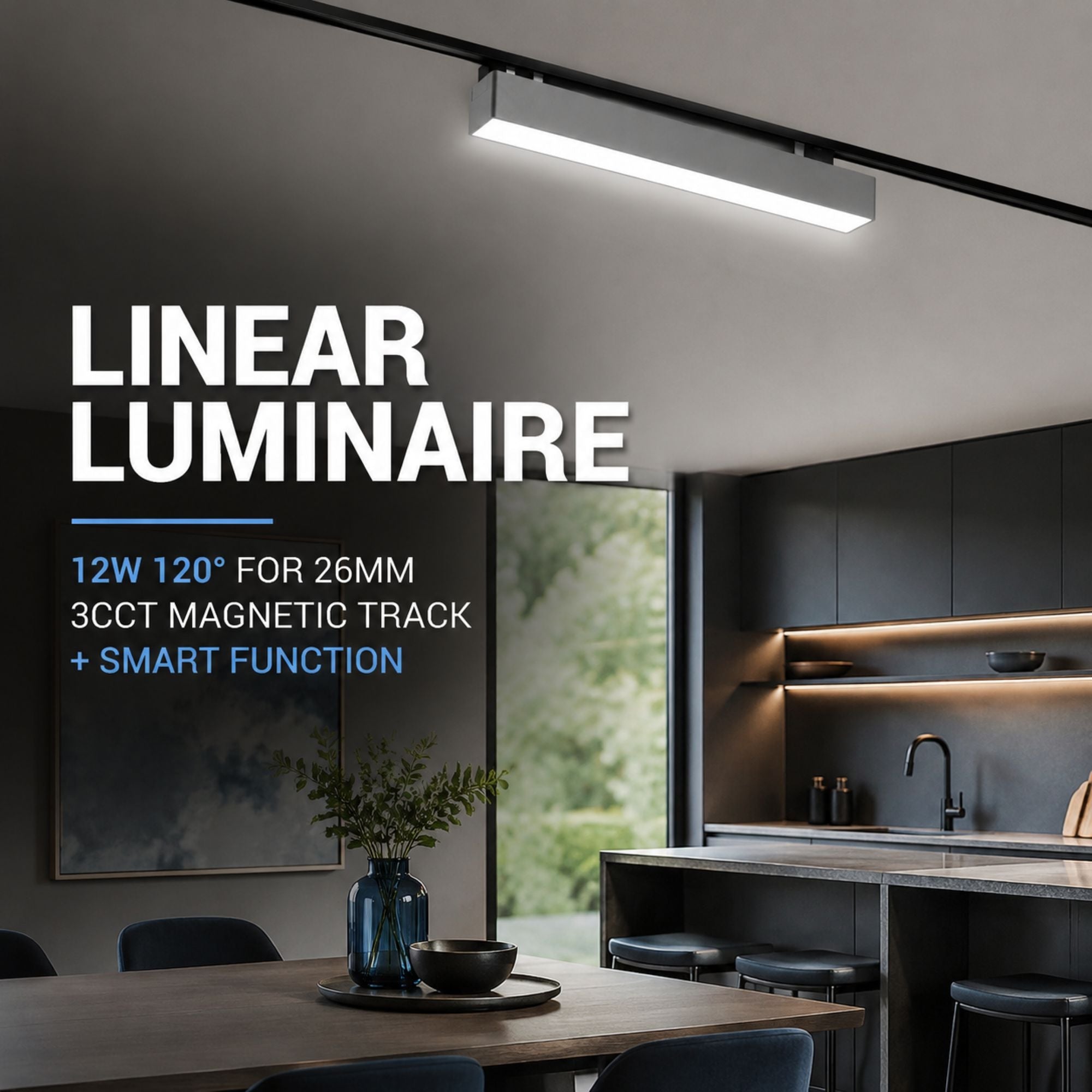 Luminaria lineal para carril magnético - 12W - 120º - 26mm - CCT + SMART FUNCTION (4)