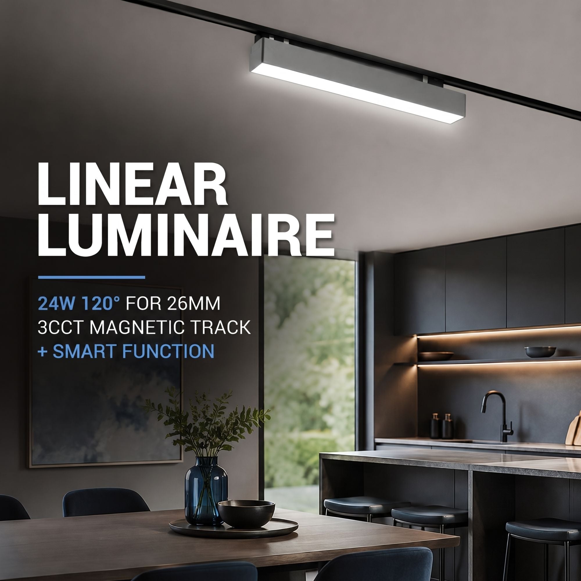 Luminaria lineal para carril magnético - 24W - 120º - 26mm - CCT + SMART FUNCTION (3)