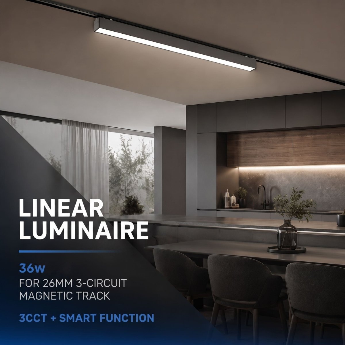 Luminaria lineal para carril magnético - 36W - 120º - 26mm - CCT + SMART FUNCTION (2)