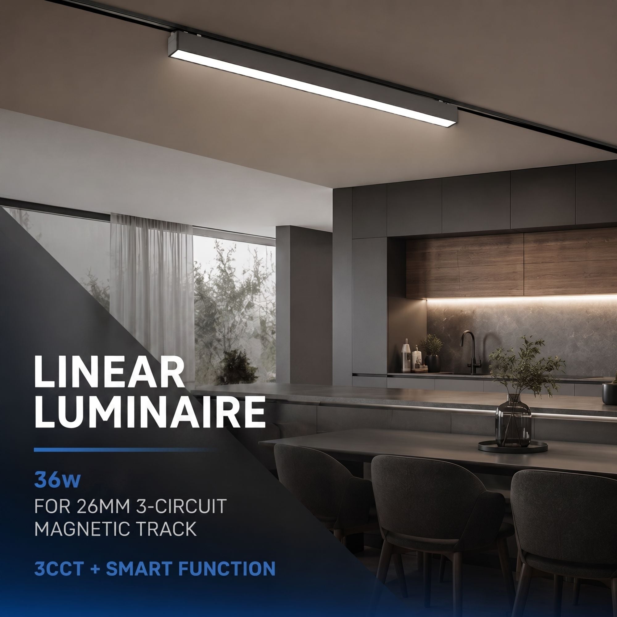 Luminaria lineal para carril magnético - 36W - 120º - 26mm - CCT + SMART FUNCTION (2)