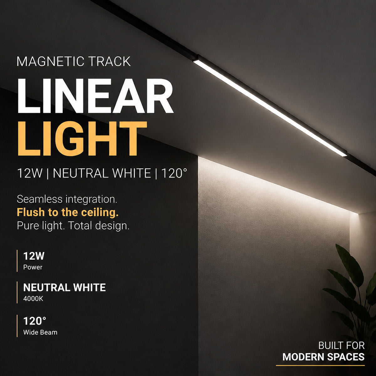 Luminaria lineal para carril magnético - 12W - 120º - 5mm (8)