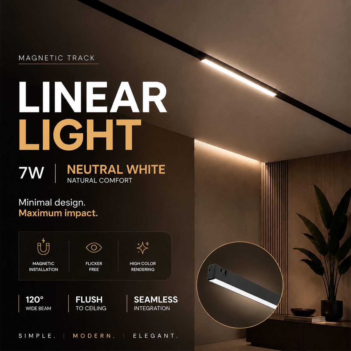 Luminaria lineal para carril magnético - 7W - 120º - 5mm (8)