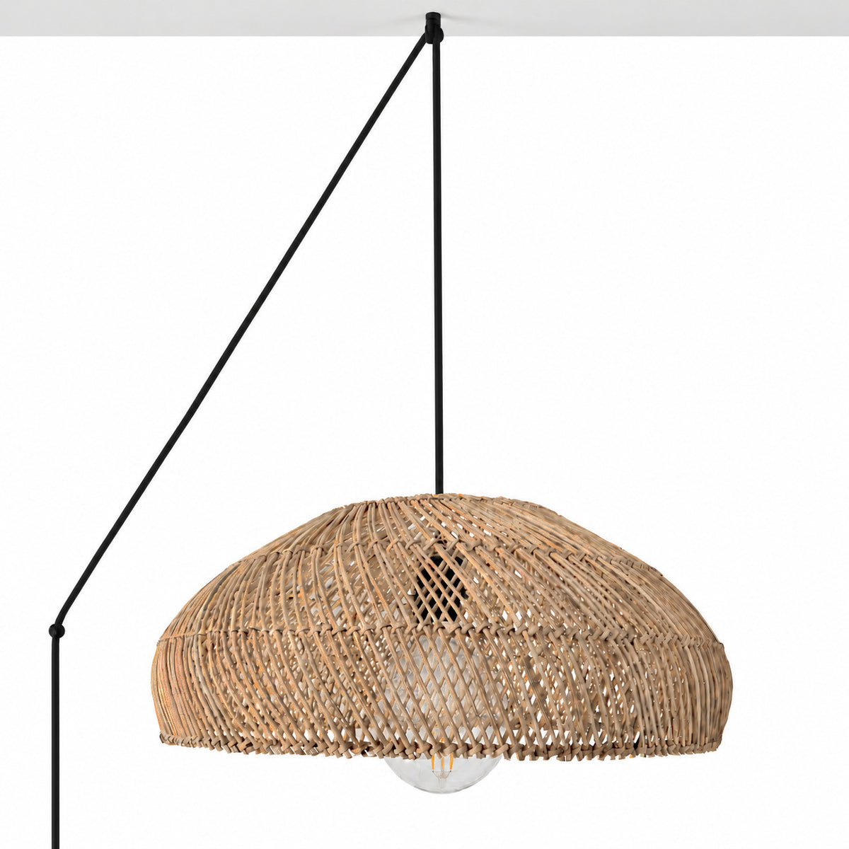Lámpara colgante de ratán "TULIA" con interruptor y enchufe - E27 - Ø50 cm (19)