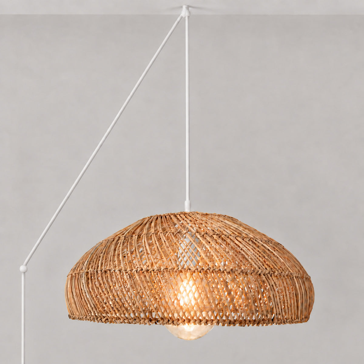 Lámpara colgante de ratán "TULIA" con interruptor y enchufe - E27 - Ø50 cm (9)