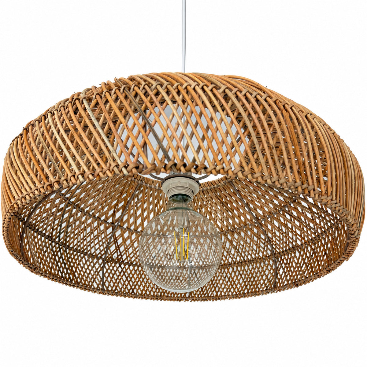 Lámpara colgante de ratán "TULIA" con interruptor y enchufe - E27 - Ø50 cm (11)