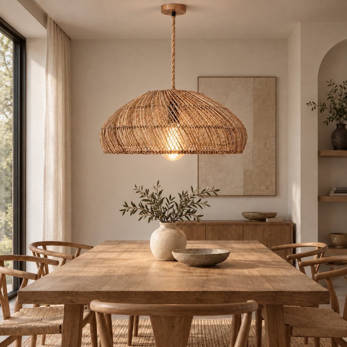 Lámpara colgante de ratán "TULIA" - E27 - Ø50 cm (25)