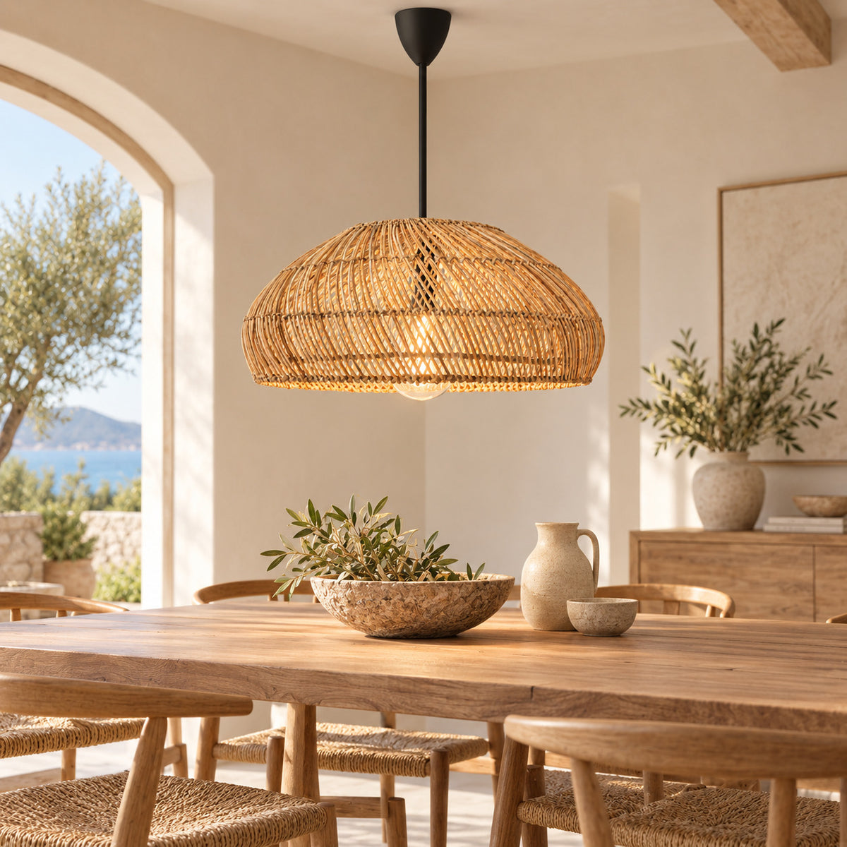 Lámpara colgante de ratán "TULIA" - E27 - Ø50 cm (6)