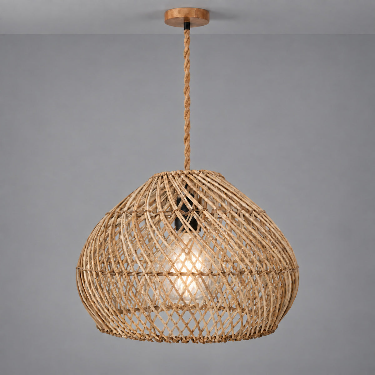 Lámpara colgante de ratán "SIENA" - E27 - Ø40 cm (16)