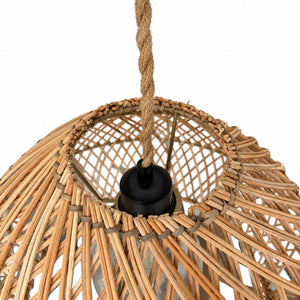 Lámpara colgante de ratán "SIENA" con interruptor y enchufe - E27 - Ø40 cm (4)