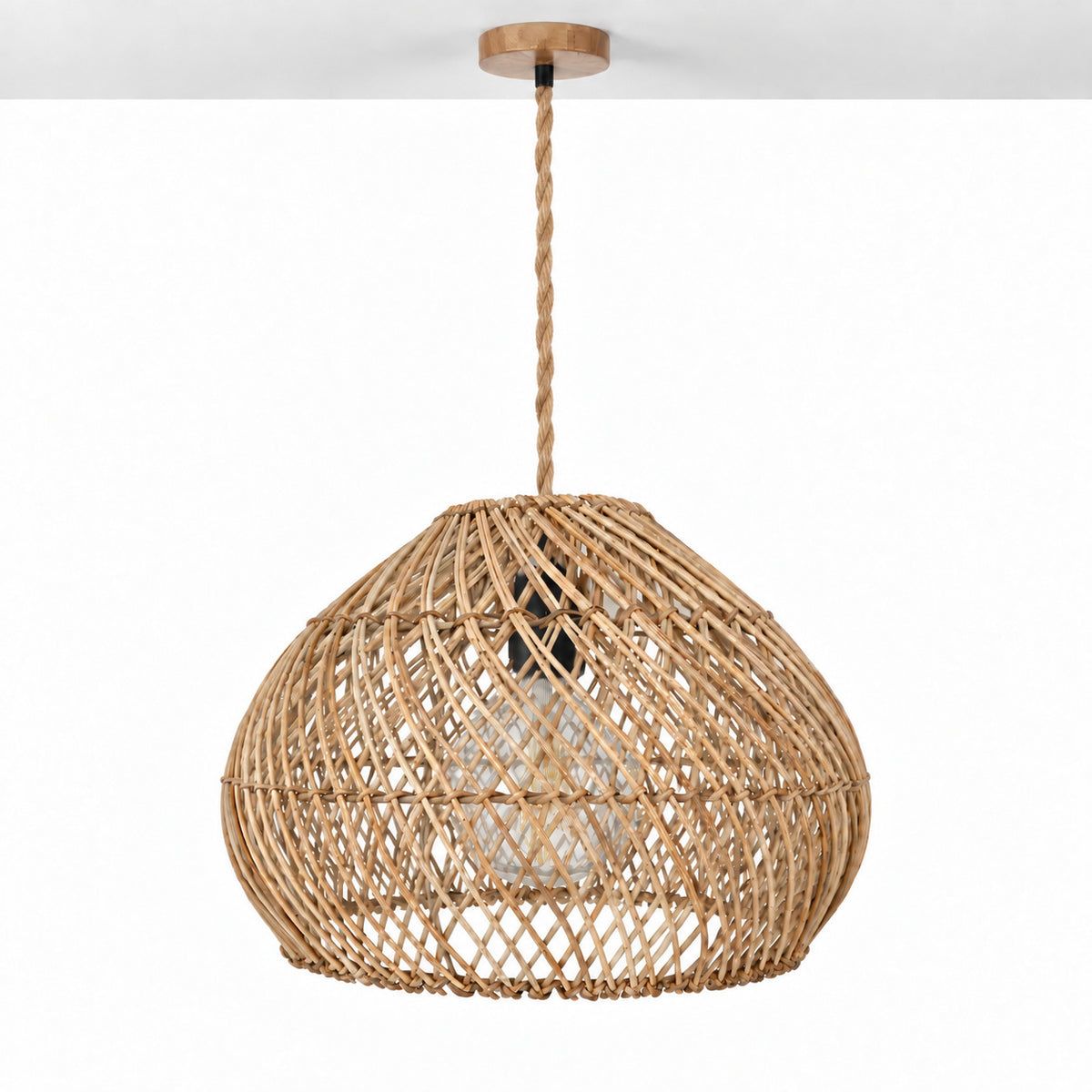 Lámpara colgante de ratán "SIENA" - E27 - Ø40 cm (19)