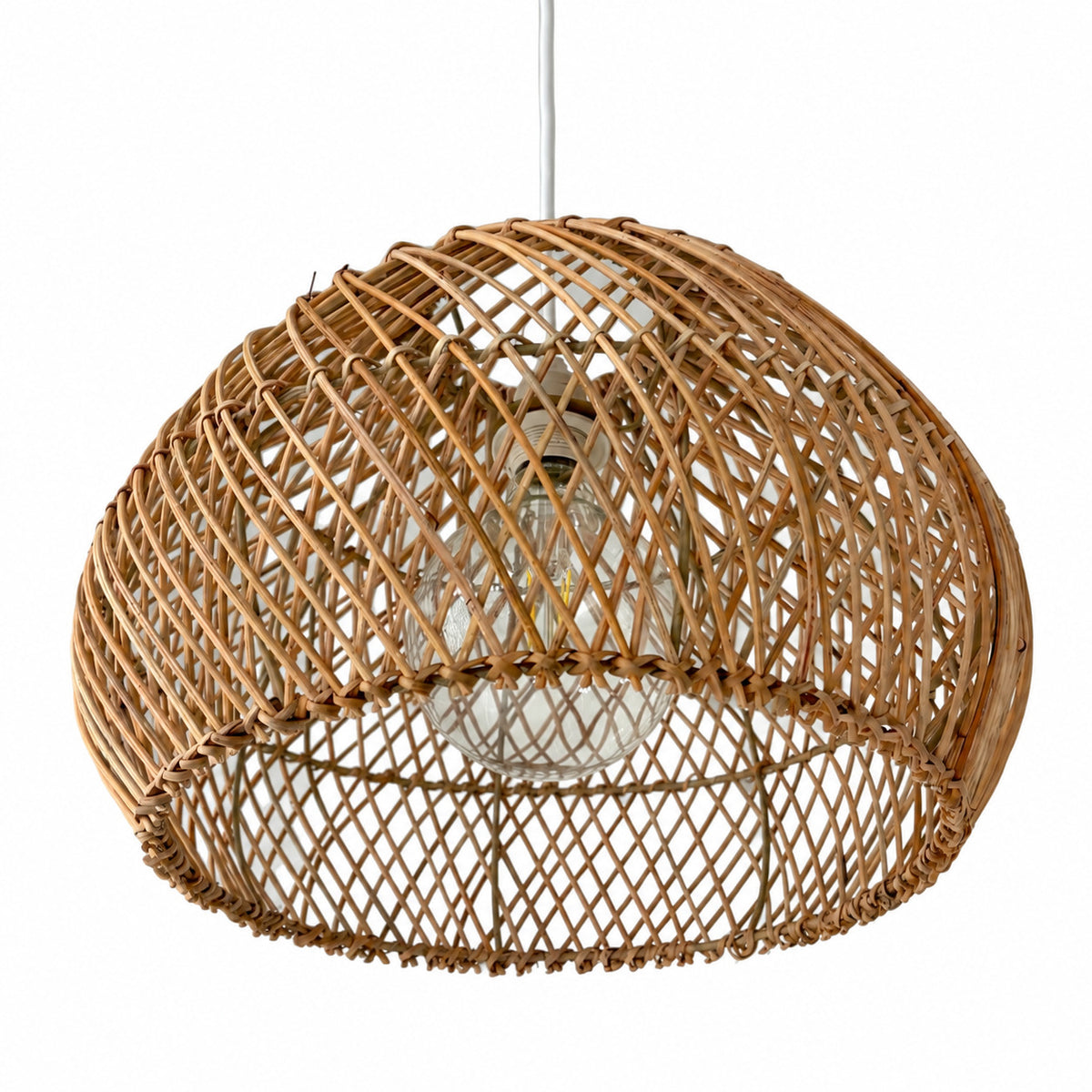 Lámpara colgante de ratán "SIENA" con interruptor y enchufe - E27 - Ø40 cm (10)