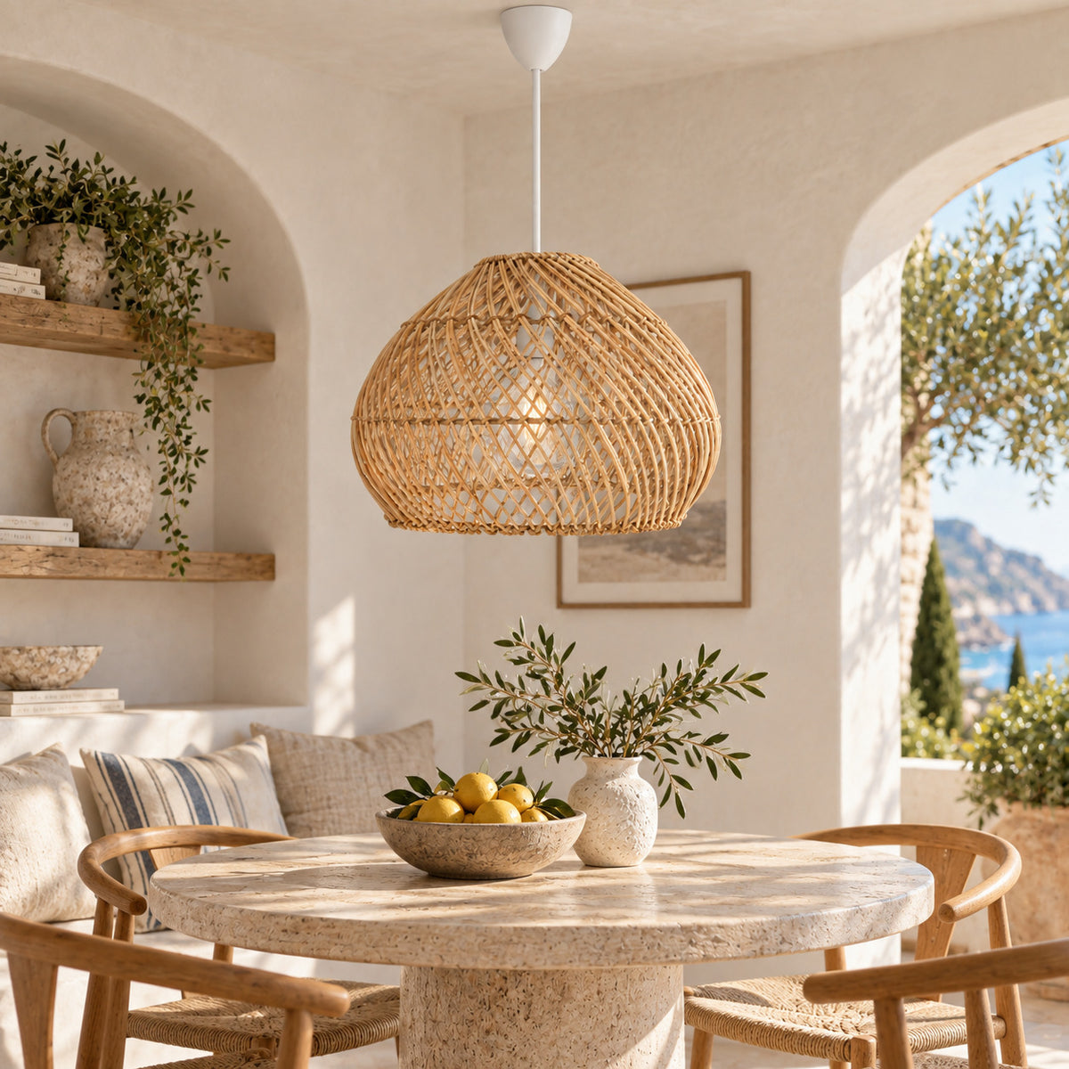 Lámpara colgante de ratán "SIENA" - E27 - Ø40 cm (10)