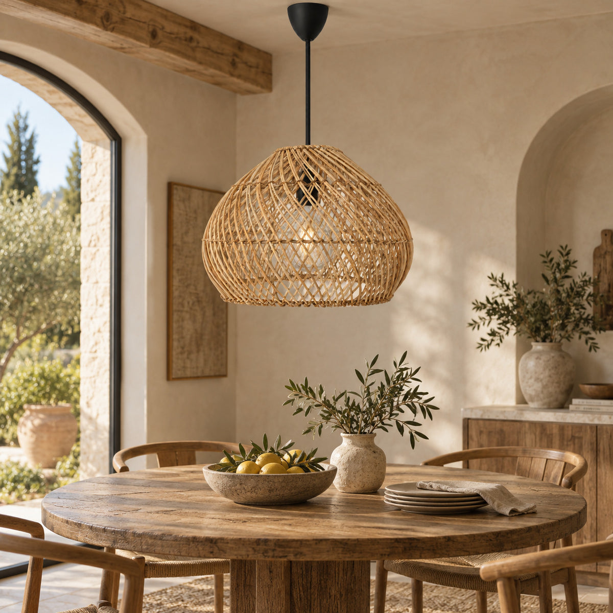 Lámpara colgante de ratán "SIENA" - E27 - Ø40 cm (1)