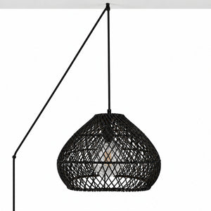 Lámpara colgante de ratán negro "SAORI" con interruptor y enchufe - E27 - Ø40 cm (17)