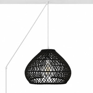 Lámpara colgante de ratán negro "SAORI" con interruptor y enchufe - E27 - Ø40 cm (9)