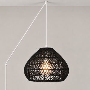 Lámpara colgante de ratán negro "SAORI" con interruptor y enchufe - E27 - Ø40 cm (8)