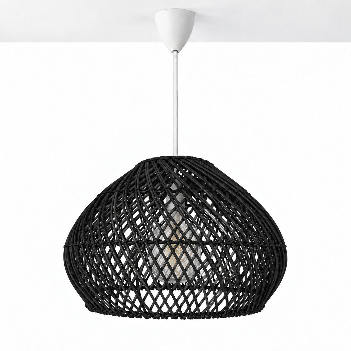 Lámpara colgante de ratán negro "SAORI" - E27 - Ø40 cm (9)
