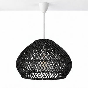 Lámpara colgante de ratán negro "SAORI" - E27 - Ø40 cm (9)