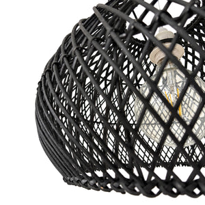 Lámpara colgante de ratán negro "SAORI" - E27 - Ø40 cm (11)