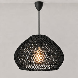 Lámpara colgante de ratán negro "SAORI" - E27 - Ø40 cm