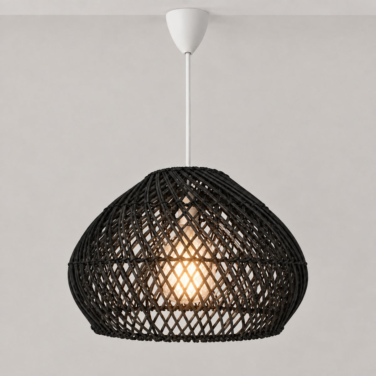 Lámpara colgante de ratán negro "SAORI" - E27 - Ø40 cm (8)