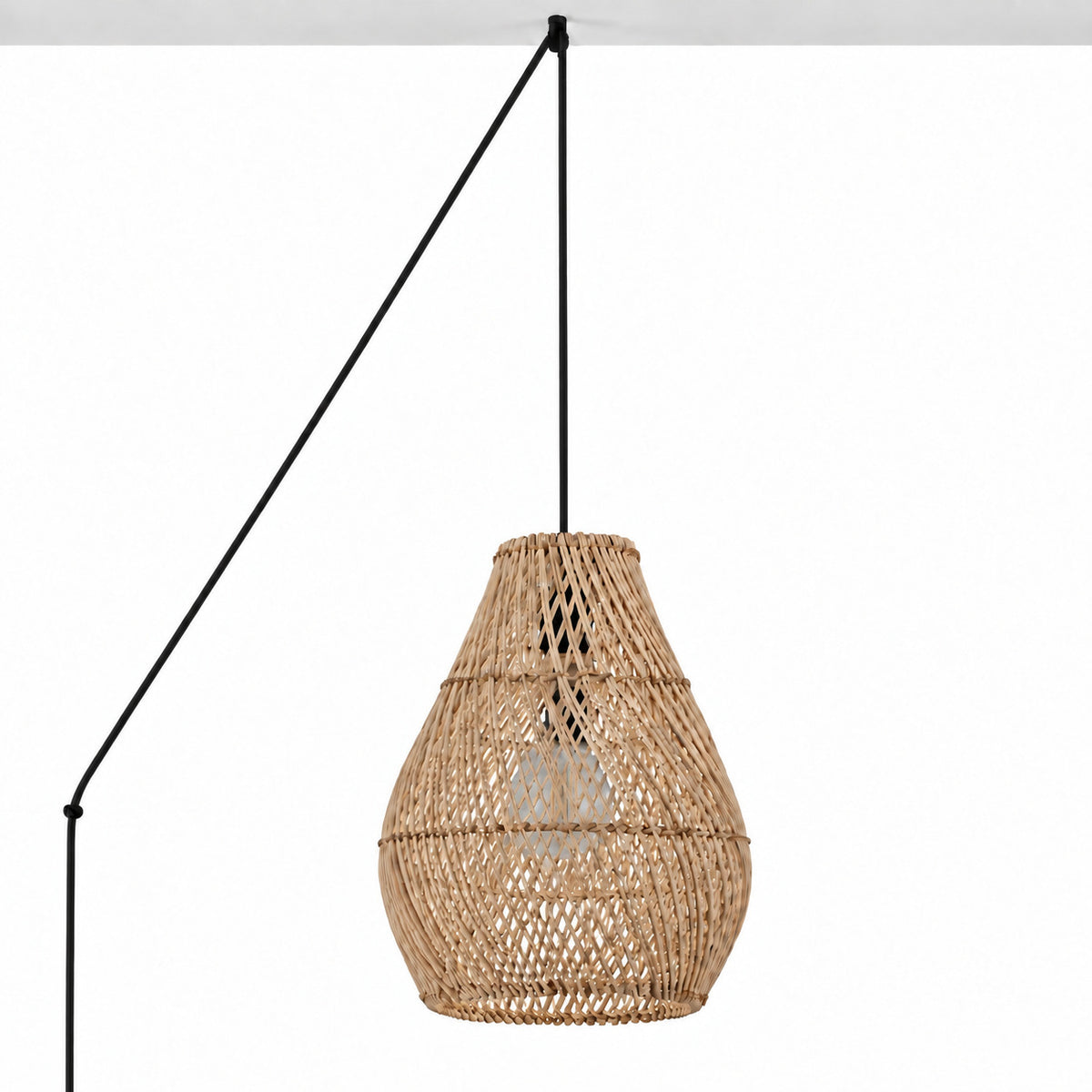 Lámpara colgante de ratán "PIRUM" con interruptor y enchufe - E27 - Ø25 cm (9)