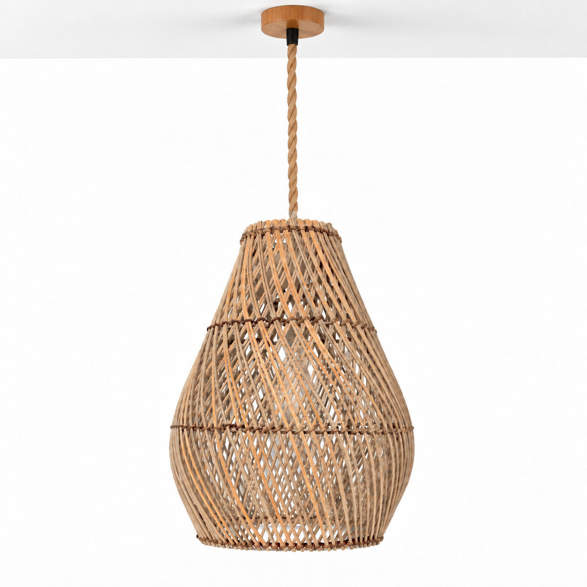 Lámpara colgante de ratán "PIRUM" - E27 - Ø25 cm (9)
