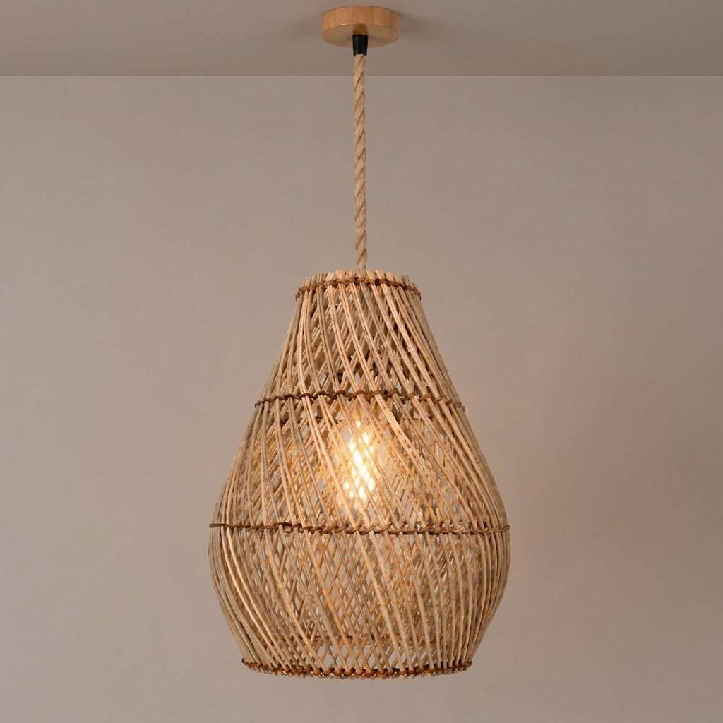 Lámpara colgante de ratán "PIRUM" - E27 - Ø25 cm (8)