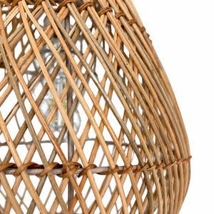 Lámpara colgante de ratán "PIRUM" con interruptor y enchufe - E27 - Ø25 cm (19)