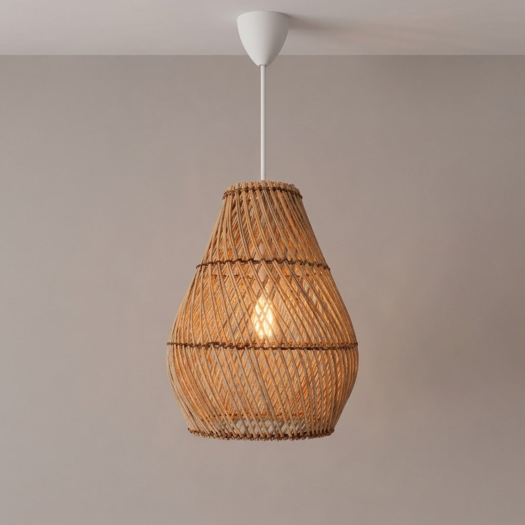 Lámpara colgante de ratán "PIRUM" - E27 - Ø25 cm