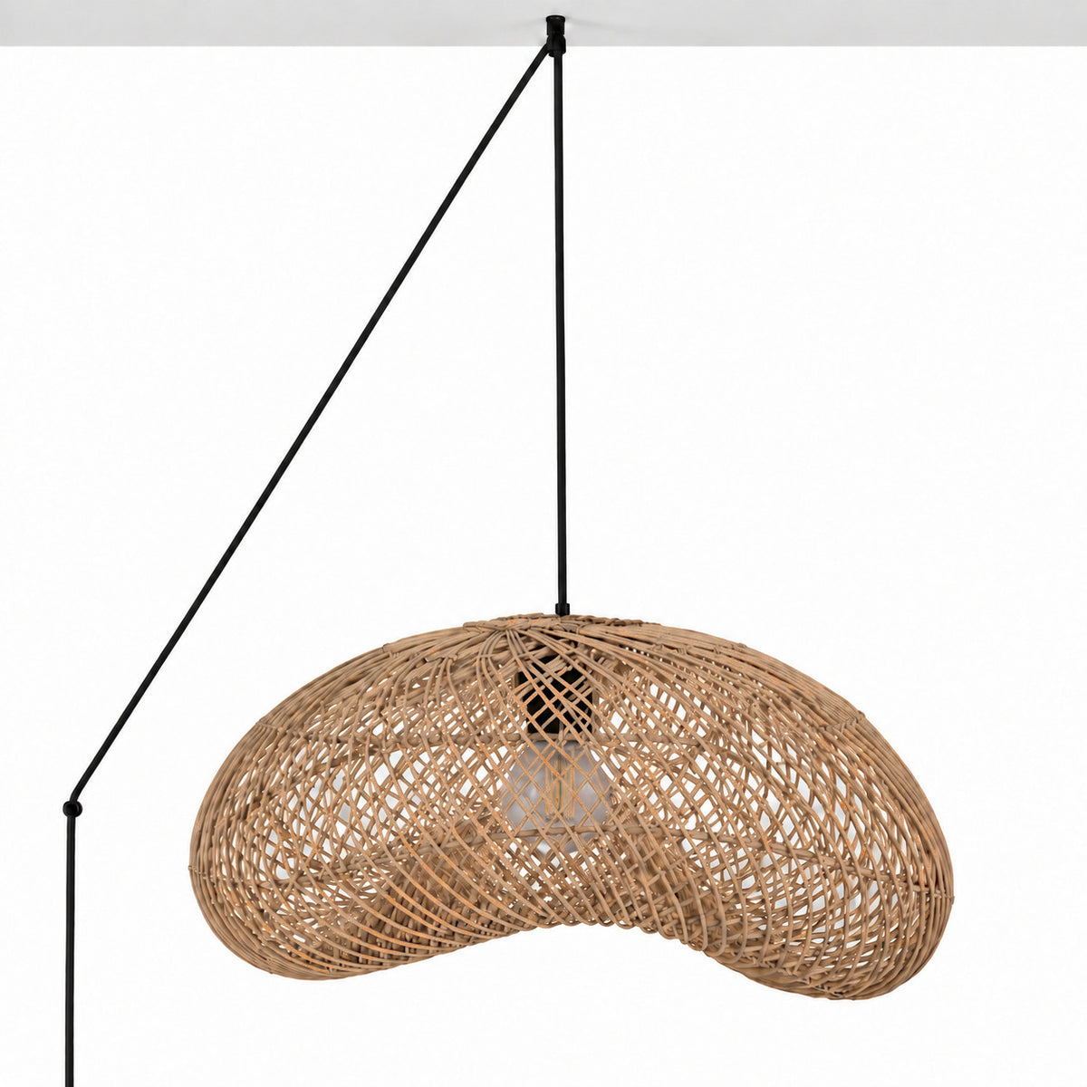 Lámpara colgante de ratán "DUNE" con interruptor y enchufe - E27 - Ø55 cm (11)