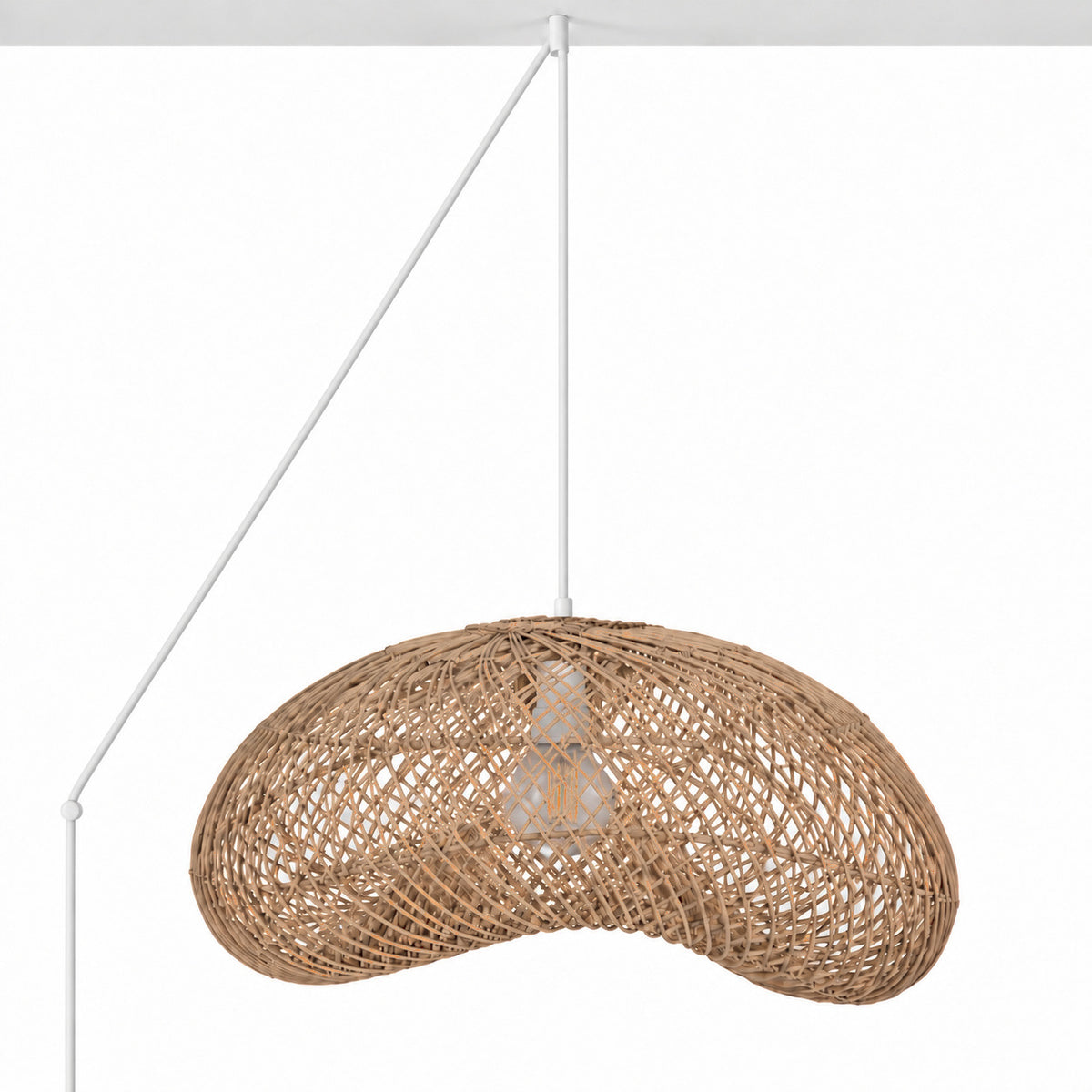 Lámpara colgante de ratán "DUNE" con interruptor y enchufe - E27 - Ø55 cm (21)