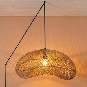 Lámpara colgante de ratán "DUNE" con interruptor y enchufe - E27 - Ø55 cm (10)