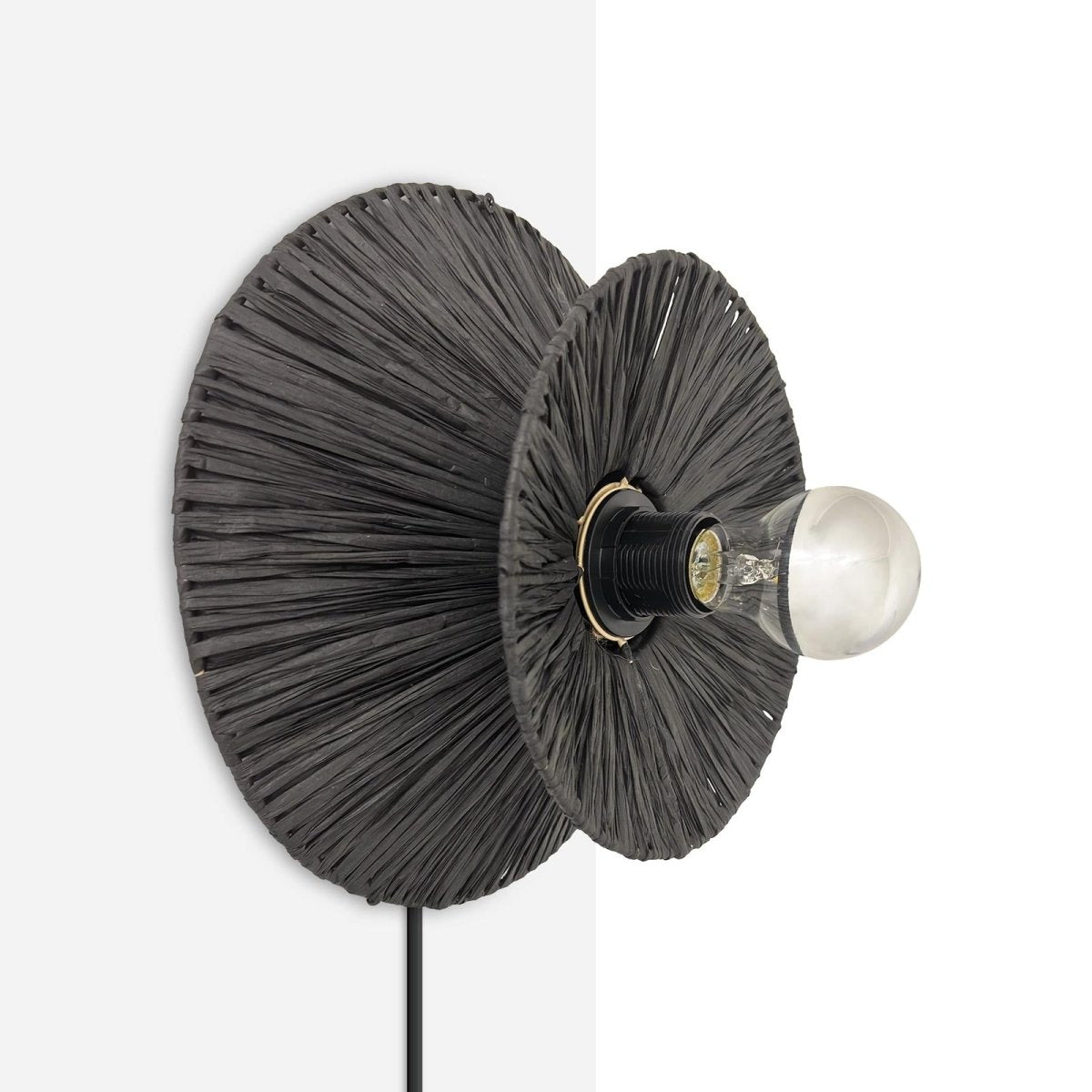 Aplique de pared de fibra natural Rafia "HALLIE" - E27 - Interruptor y enchufe - Barcelona Led-