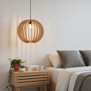Lámpara colgante madera "BURMA" - Ø 45cm - E27 (5)