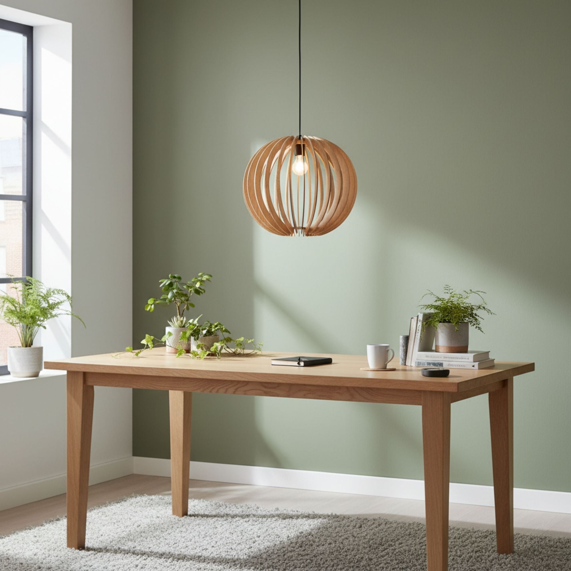 Lámpara colgante madera "BURMA" - Ø 45cm - E27 (3)