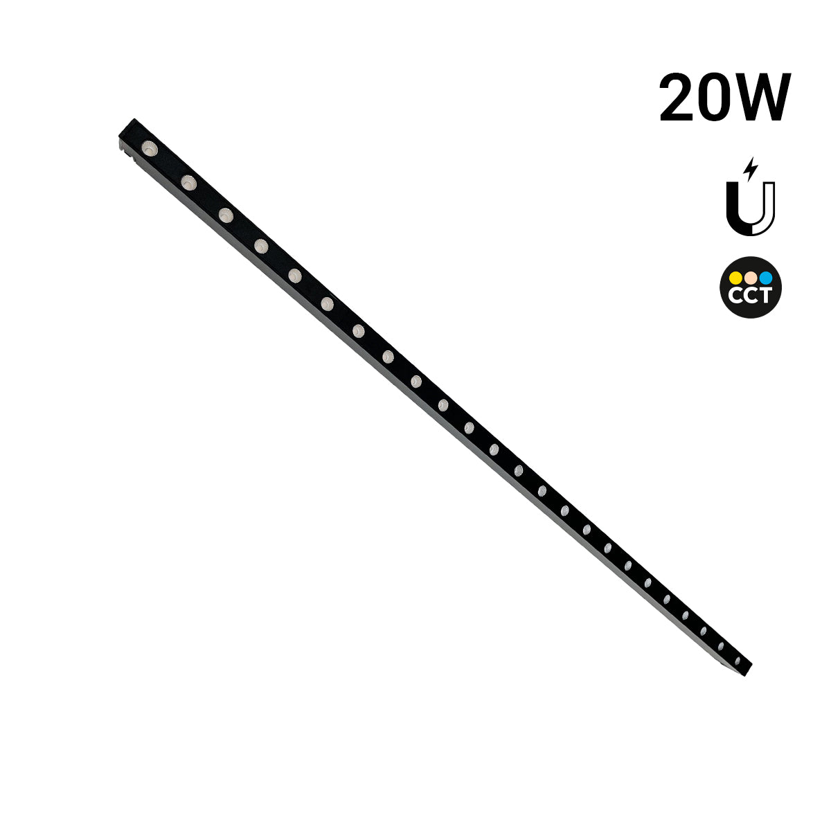 Luminaria lineal para carril magnético - 20W - 24º - 10mm - CCT + SMART - UGR18