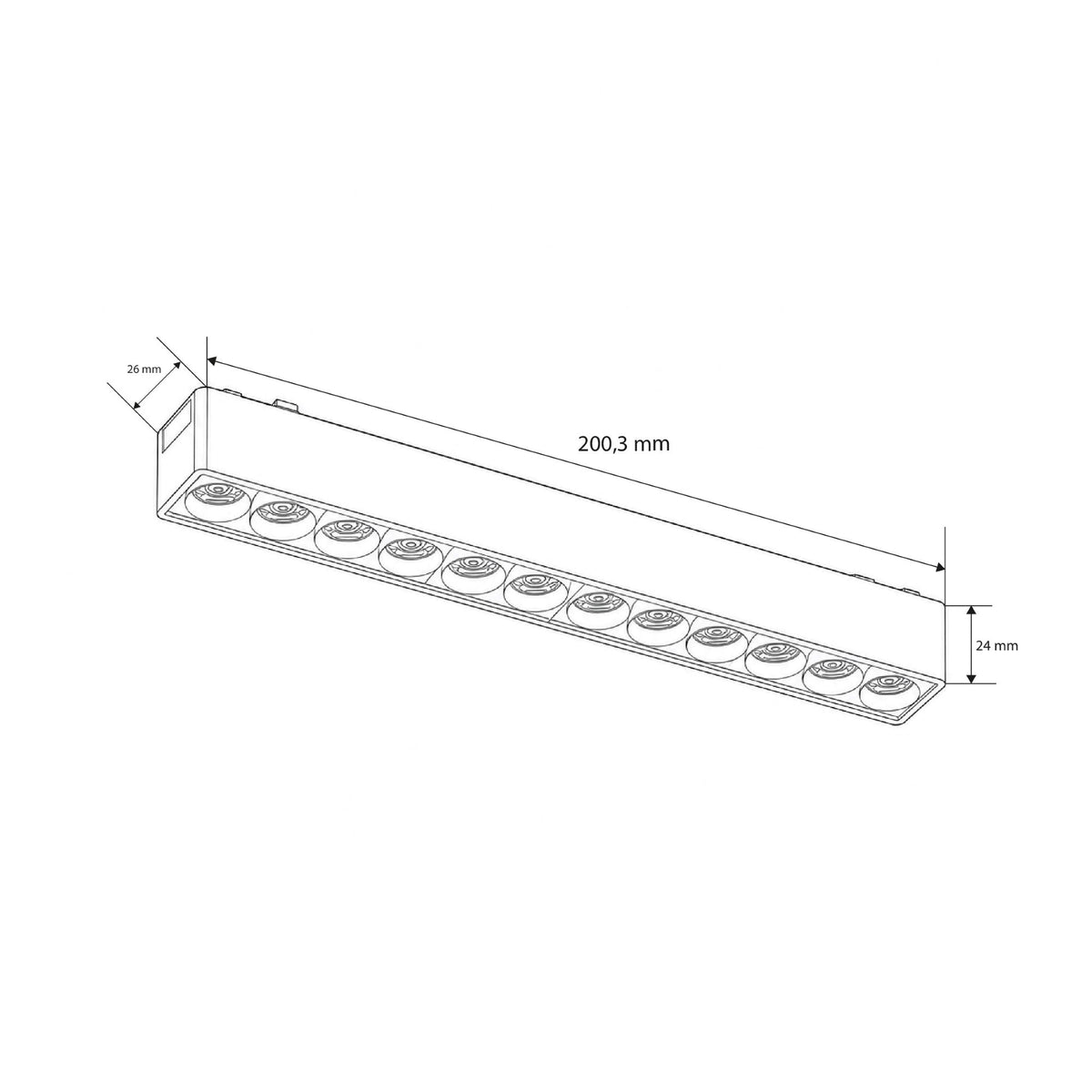 Luminaria lineal para carril magnético - 12W - 26mm - CCT + SMART - UGR18 - 48V (9)