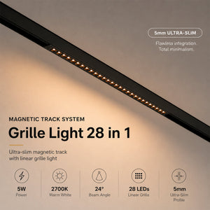 Luminaria lineal para carril magnético - 5W - 24º - 5mm - UGR18 - 24V (10)